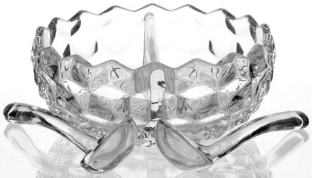 American Clear (Stem 2056) Divided Mayonnaise and 2 Ladles, No Underplate