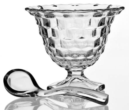 American Clear (Stem 2056) Footed Mayo Bowl & Ladle Set