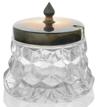 American Clear (Stem 2056) Mustard/Ink Well & Silver Lid with Spoon