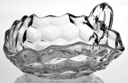 American Clear (Stem 2056) 3 Cornered Handled Nappy