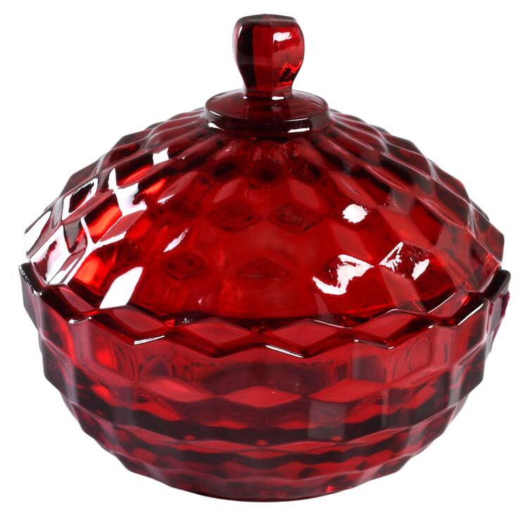 American Clear (Stem 2056) Ruby Candy Dish & Lid