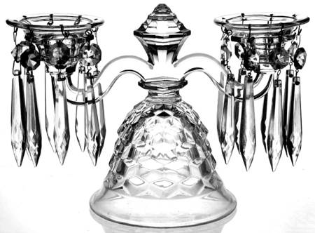 American Clear (Stem 2056) Double Candlestick w/2 Bobeche and 16 Prisms