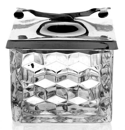 American Clear (Stem 2056) Square Puff/Sugar Cube with Metal Lid