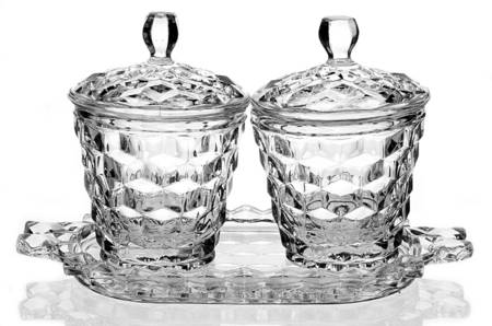 American Clear (Stem 2056) Jam Pots S & Tray with Lid
