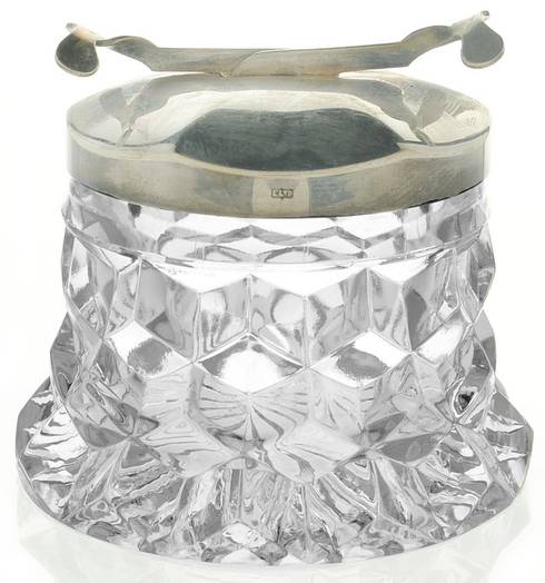 American Clear (Stem 2056) Sugar Cuber and Tongs In Lid