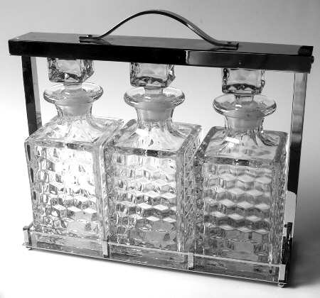 American Clear (Stem 2056) (3 Piece) Decanter Set W/Center Handled Carrier