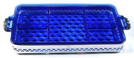 American Clear (Stem 2056) 5-Part Divided Rectangular Tray with Metal Frame