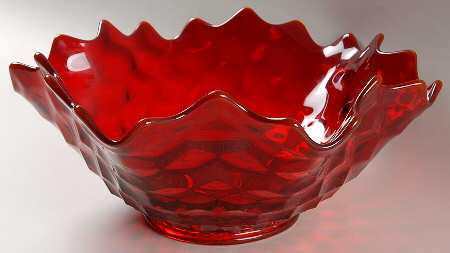 American Clear (Stem 2056) 11" Ruby Round Whimsey Crimped Bowl