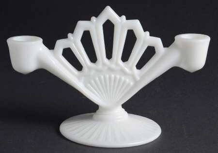 Arlington Milk Glass Double Light Candlestick