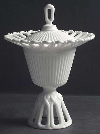 Arlington Milk Glass Tall Compote & Lid