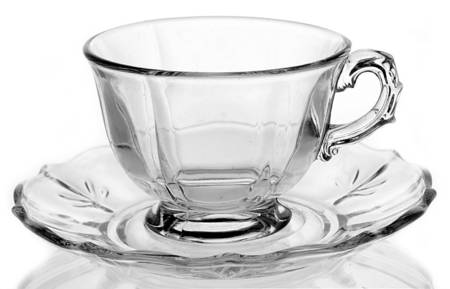 Baroque Clear Footed Cup & Saucer (Baroque Shape)