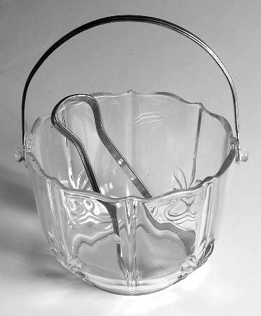 Baroque Clear Ice Bucket with Handle & Tongs (Baroque Shape)
