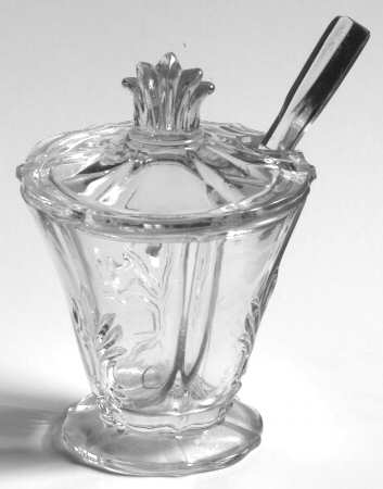Baroque Clear Mustard & Lid with Spoon (Baroque Shape)