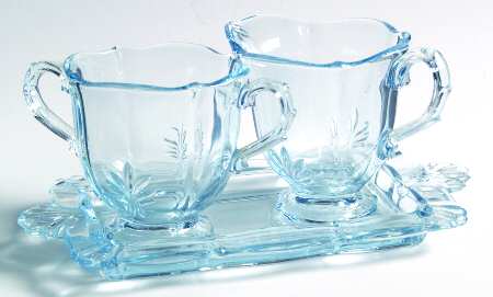 Baroque Blue Baroque Individual Creamer&Sugar on Tray