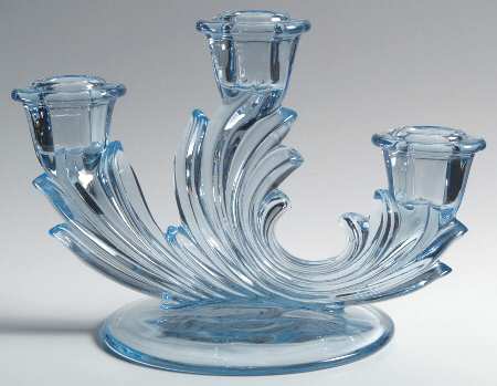 Baroque Blue 3 Light Candlestick (Baroque Shape)