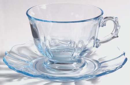 Baroque Blue Footed Cup & Saucer (Baroque Shape)