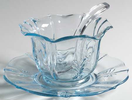 Baroque Blue Mayonnaise Bowl & Underplate w/Ladle (Baroque Shap