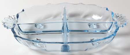 Baroque Blue 4 Part Handled Relish (Baroque Shape)
