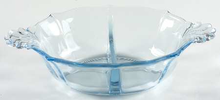 Baroque Blue Divided Handled Mayonnaise Bowl (Baroque Shape)