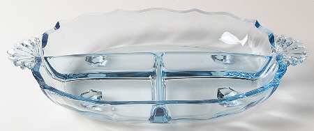 Baroque Blue 3 Part Handled Relish (Baroque Shape)