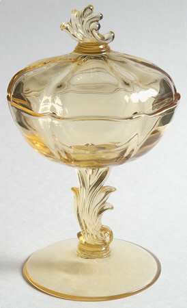 Baroque Topaz Footed Jelly & Cover (Baroque Shape)