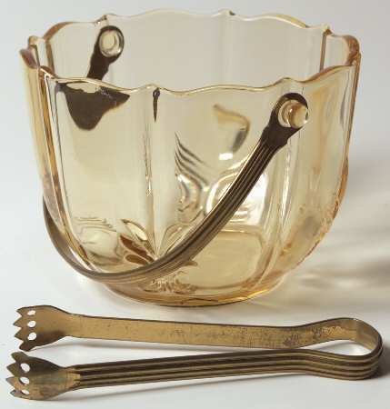 Baroque Topaz Ice Bucket with Handle & Tongs (Baroque Shape)