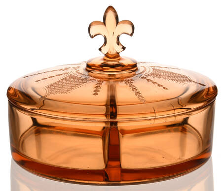 Beverly Amber Candy Dish & Lid