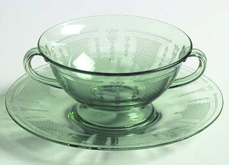 Beverly Green Cream Soup & Saucer Set