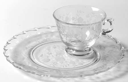 Bouquet (Stem 6033, Etch 342) Snack Plate & Cup Set