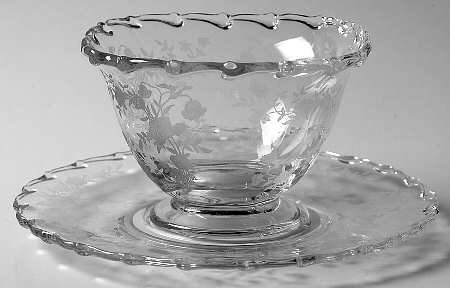 Bouquet (Stem 6033, Etch 342) Mayonnaise Bowl and Underplate