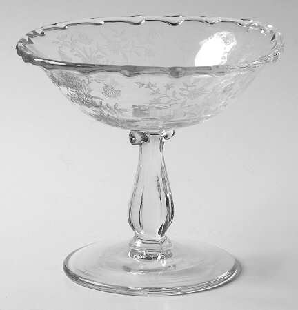 Bouquet (Stem 6033, Etch 342) Round Compote (Height X Width)