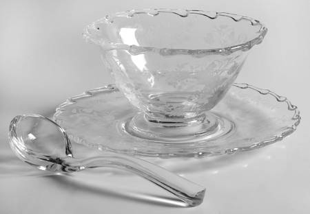 Bouquet (Stem 6033, Etch 342) Mayonnaise Bowl, Underplate and Ladle