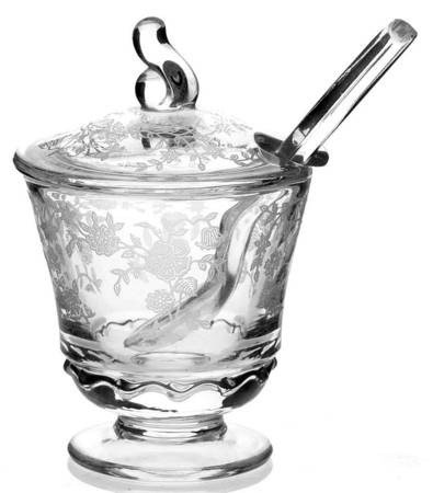 Bouquet (Stem 6033, Etch 342) Mustard & Lid with Spoon