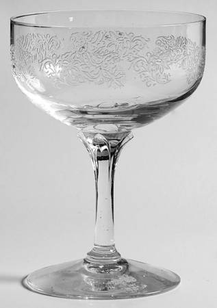 Brocade (No Gold, Etched, Newer) Champagne/Tall Sherbet
