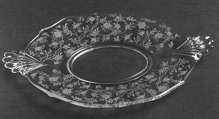 Chintz (Etched) 8" Oval Handled Tray (Baroque Shape)