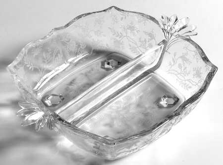 Chintz (Etched) 2 Part Handled Relish (Baroque Shape)
