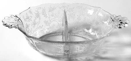 Chintz (Etched) Divided Handled Mayonnaise Bowl (Baroque Shape)