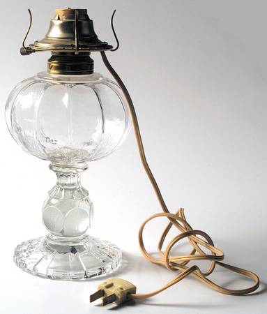 Coin Glass Clear Electric Patio Lamp, Base Only