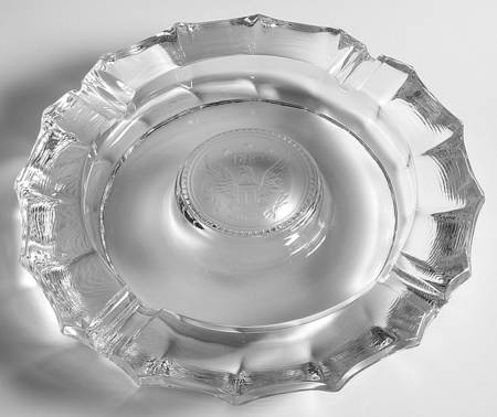 Coin Glass Clear Ashtray with One Raised Center Coin