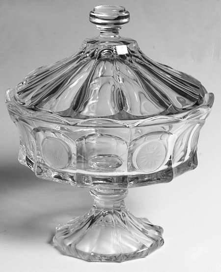 Coin Glass Clear Compote & Lid