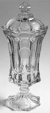 Coin Glass Clear Footed Urn & Lid