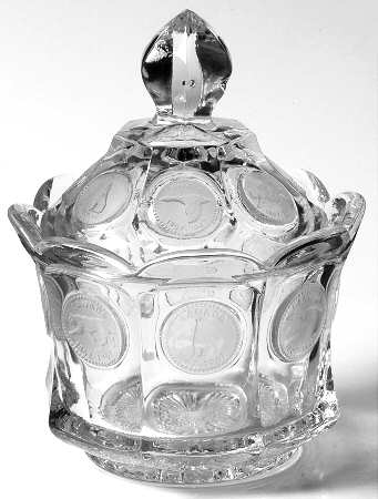 Coin Glass Clear Sugar Bowl & Lid (Has Lip)