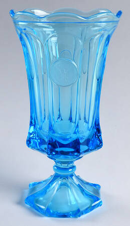 Coin Glass Dark Blue (Older) Footed Urn No Lid