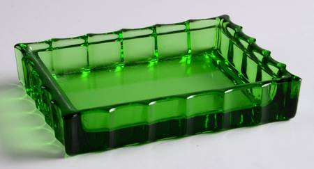 Coin Glass Emerald Green (Older, Stem 1372) Cigarette Box No Lid