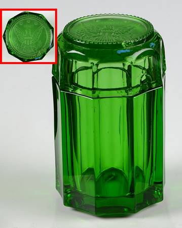 Coin Glass Emerald Green (Older, Stem 1372) Cigarette Holder & Ashtray Lid (Has Slot)