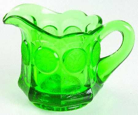 Coin Glass Emerald Green (Older, Stem 1372) Creamer