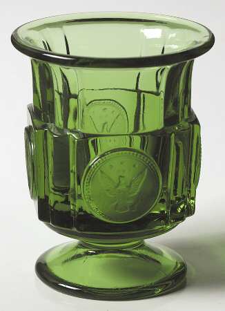Coin Glass Emerald Green (Older, Stem 1372) Footed Cigarette Urn