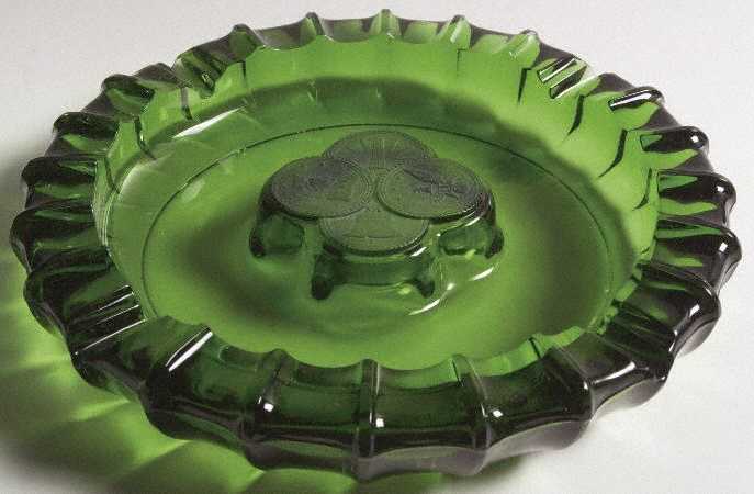 Coin Glass Emerald Green (Older, Stem 1372) Double Ashtray