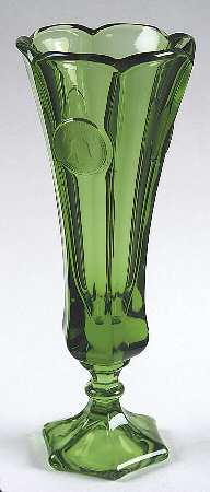 Coin Glass Emerald Green (Older, Stem 1372) Bud Vase