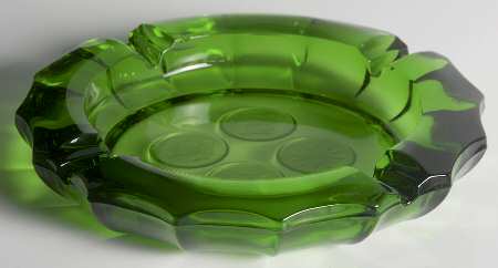 Coin Glass Emerald Green (Older, Stem 1372) Double Ashtray